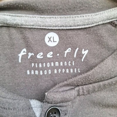T-shirt Free Fly Homme En Bambou - Coupe Régulière - Manches Courtes Henley - Gris Taille XXL