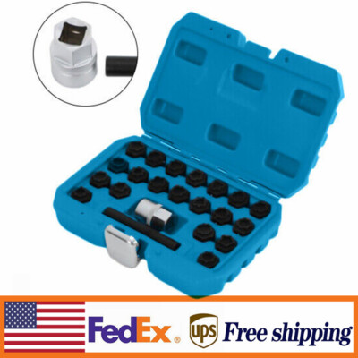 22Pcs Car Wheel Locking Key Wheel Rim Lug Nut Master Removal Tool Kit For Audi