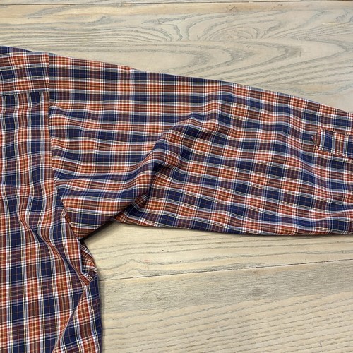 VTG Rockmount Ranch Wear Shirt Pearl Snap Mens 17 M Blue Red Plaid Western USA - Picture 17 of 20