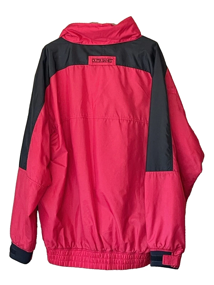 OuterBanks Wind Breaker Jacket Mens XL Red And Black Hooded Nautical - Image 2 of 4