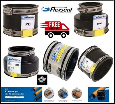 FLEXSEAL (FERNCO) Flexseal Flexible Rubber Boot Reducer Coupling Adaptor Pipe Connector Joiner