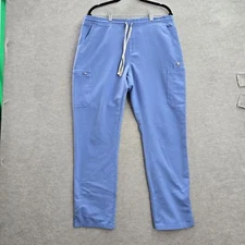 FIGS Women Scrub Pants L Blue Yola Skinny Pockets Drawstring 29" Inseam READ