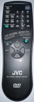 JVC RM-SV1000U DVD Player Remote Control for XV-1000BK XV-1000 Tested Oem