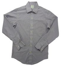 Brooks Brothers Shirt Mens 14.5 33 LS Purple Check Milano Fit Slim Supima Cotton