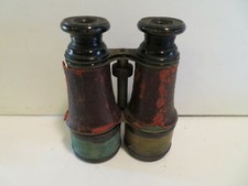 VINTAGE FRENCH LAMIER PARIS LEATHER COVERED BINOCULARS - 6 1/4 INCH