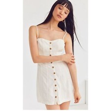 Kimchi Blue Urban Outfitters Linen Little White Corset Dress Size 10