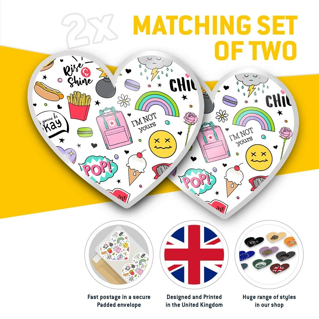 2 x Heart Stickers 10 cm - Cute Teenage Girls Art Icons #13255 | eBay