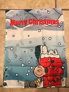 Peanuts Snoopy Charlie Brown 28x40 Blue House Flag Merry Christmas Double Sided Ebay
