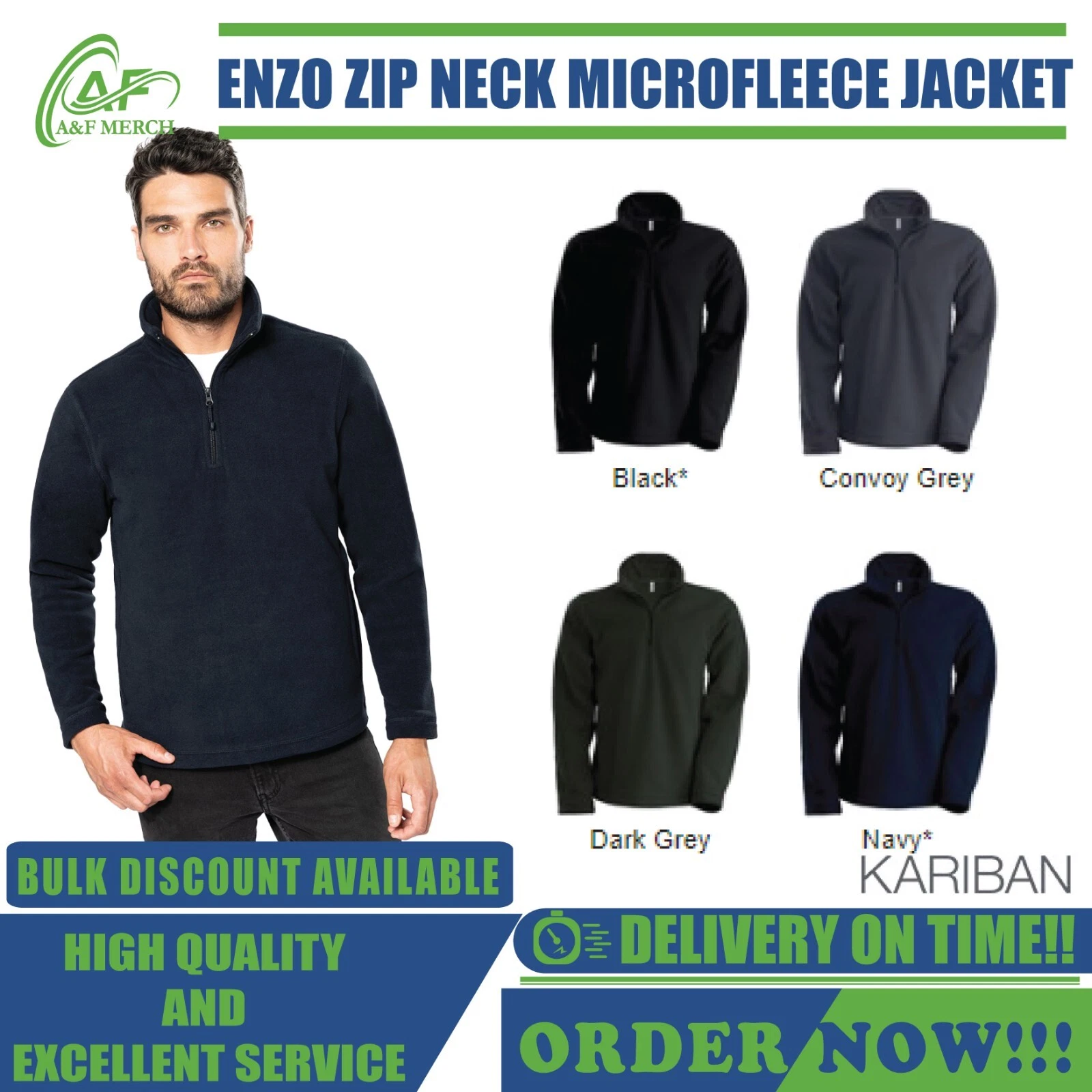 Kariban Enzo zip Neck Microfleece Jacket 100% Polyester Heat Retention KB912