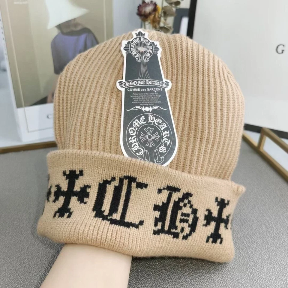 Mens Womens CH Chrome Cross Big Daddy Cashmere Beanie Skull Cap Knitted Hat - Image 2 of 4