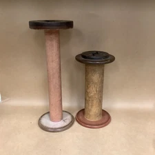 Vintage Set Of 2 Wooden Spools