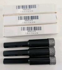 14mm Hex Shank Diamond Core Drill Bits for Masonry Stone Tile Wet/Dry Lot Of 3