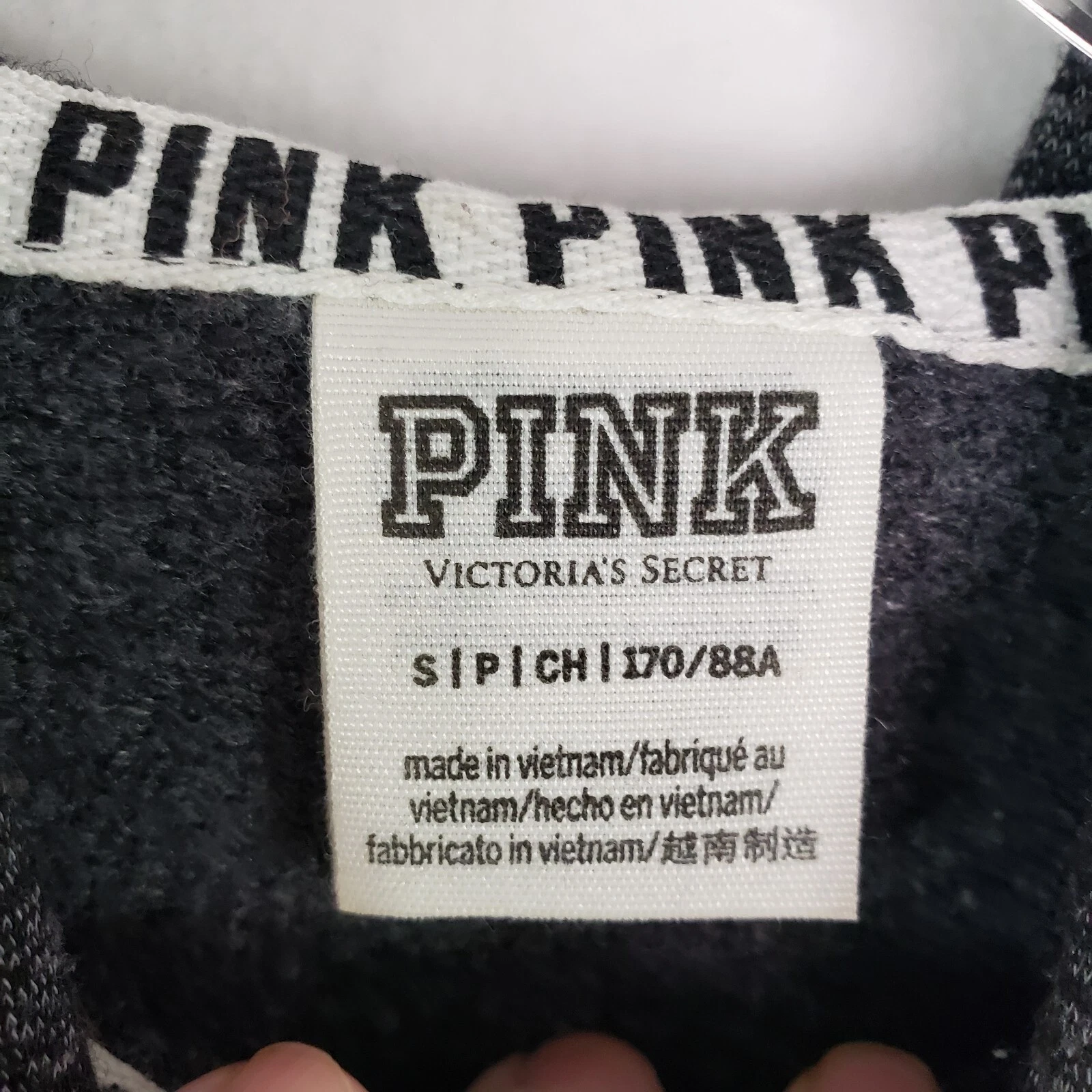 UNDERCOVER ROSA Victoria's Secret Felpa con Cappuccio Donna Piccola Full Zip Logo Cane Tempo Libero Grigio