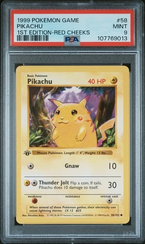 New Listing1999 POKEMON GAME 1ST EDITION-RED CHEEKS #58 PIKACHU PSA 9