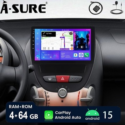 64G Für Toyota Aygo Citroen C1 Peugeot 107 Autoradio Android 15 GPS NAVI Carplay