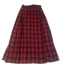 Laura Ashley Plaid Wool Pleated Skirt Midi Wine Red Tartan Vintage Women's 10