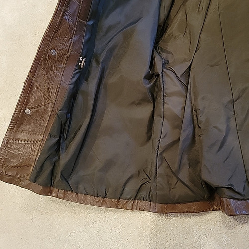 Giacca patchwork pelle vintage anni 60-70 uomo 42 Woodstock patch tasca marrone - Foto 10 di 24
