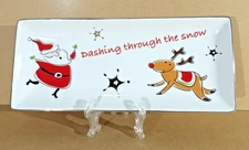 JCP Home Modern Jingle Treat Tray Santa Reindeer Christmas Rectangular 13.25"
