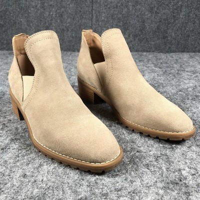 Blondo Sandra Boots Womens 6.5 M Beige Suede Waterproof Ankle Lug Sole