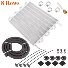 8 Rows Aluminum Remote Transmission Oil Cooler Radiator Converter Kit Universal