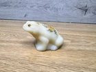 Fenton Custard Glass Frog Figurine Hand Painted Flowers Signed 4” Long