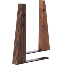 Walnut Bookends for Shelves Wooden for Sturdy Holders Stoppers with Metal Base