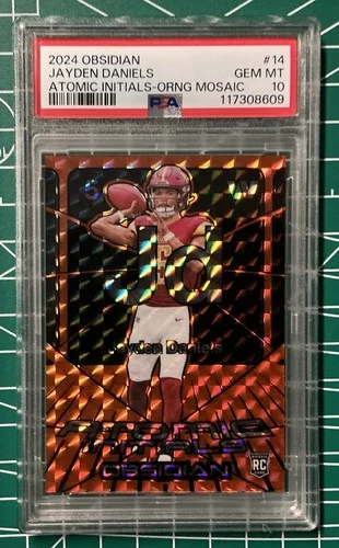 2024 Obsidian Atomic Initials JAYDEN DANIELS Orange Mosaic RC PSA 10 GEM Mint