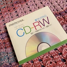 Memorex 5 Pack High Speed Blank CD-RW 12x 700MB/Mo 80 Minutes with Cases NEW
