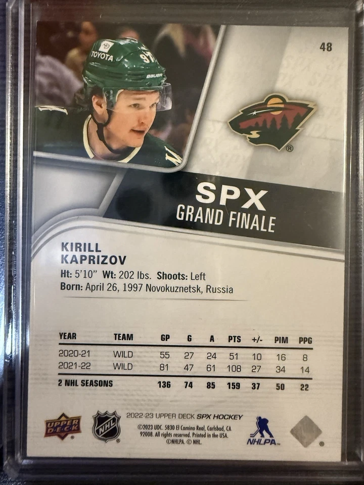 Kirill Kaprizov - 2022-23 Upper Deck SPX Grand Finale 19/50 Card #48 - Image 2 of 2