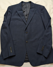 Theory Chambers 44R Blue Check Stretch Wool Blazer