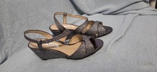 Nina Flora Women's Glitter Wedge Sandals Silver Ankle Strap Sz 6.5 Eu 38 NIB