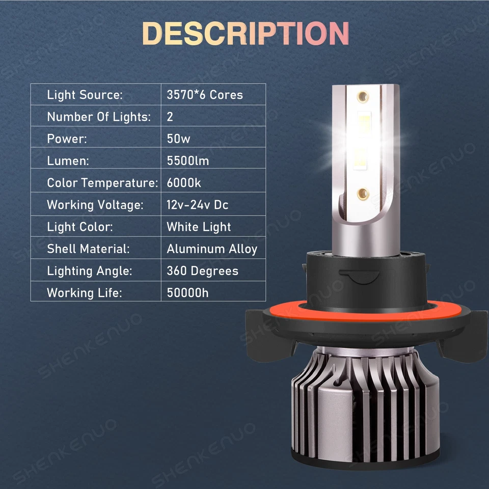 Par de bombillas LED brillantes 9008 para Polaris Ranger Crew XP 900 EPS 2017-2019 Foto 4 de 4