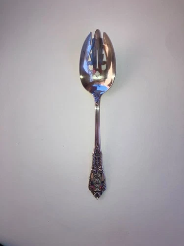 SALEWallace Rose Point Sterling Silver Vtg Flatware Serving Spoon Pierced 8 3/8"