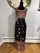 Vintage Positive Attitude Maxi Dress Size 16 Western Tribal Cottagecore Boho