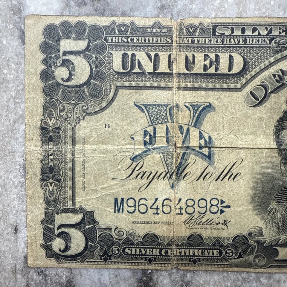 1899 $5 Silver Certificate Indian Chief Circulated Fr#279 (Elliot/Burke) - Image 3 of 4