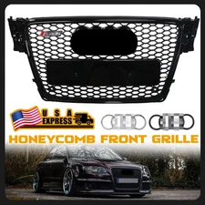 HONEYCOMB SPORT MESH RS4 STYLE HEX GRILLE GRILL BLACK FOR 09-12 AUDI A4/S4 B8 8T