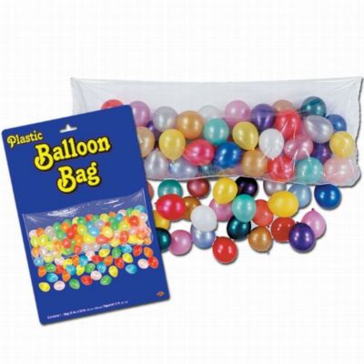 Plastic Balloon Drop Bag w/ 100 Latex Balloons 3' x 6' 8'' Balloon Decorations