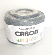 CARON Skinny Cakes Gray & Cream Shades Self Striping Yarn 7.1oz  Acrylic 1 Skein
