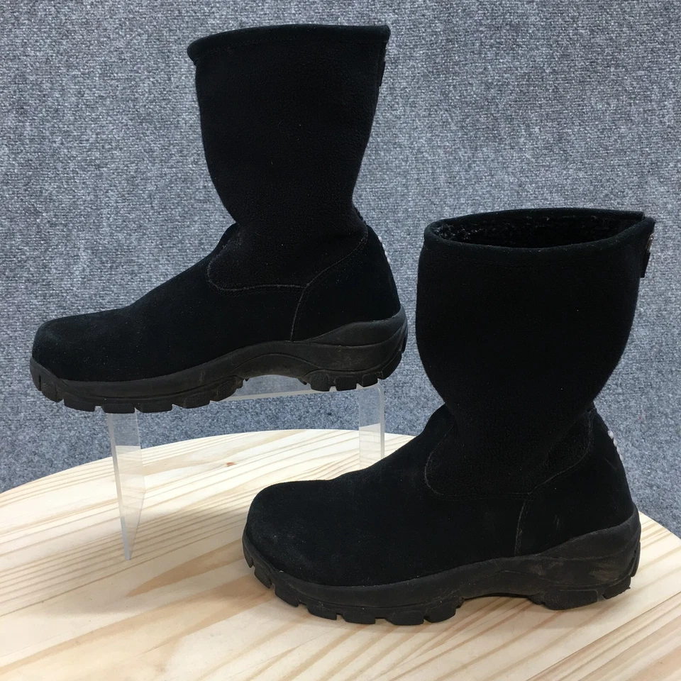 Botas Lands End femininas 6 B Marinac panturrilha média inverno neve 93160 camurça preta zíper - Imagem 2 de 4