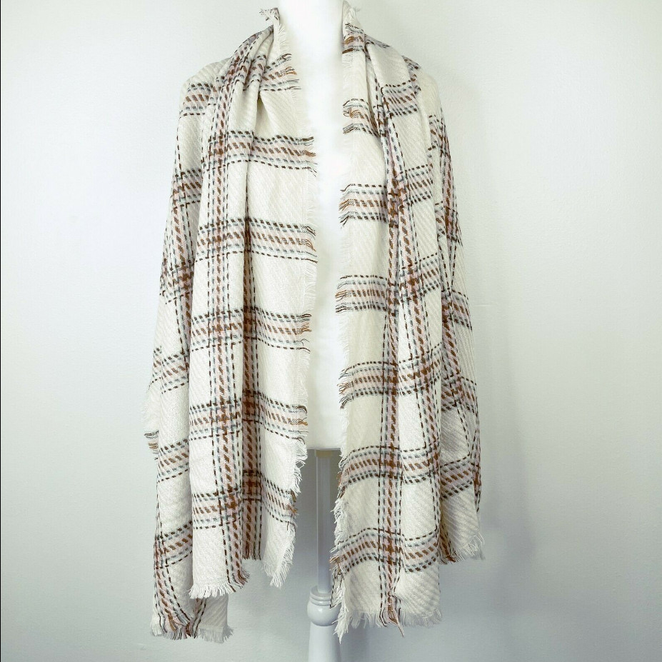 Женская клетчатая тканая шаль-шарф Cejon Heritage, цвет слоновой кости