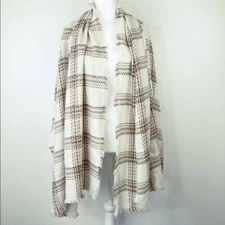 Cejon Heritage Women's Plaid Woven Skarf Wrap Shawl, Ivory