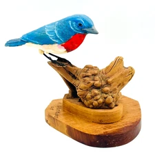 Hand carved Eastern Bluebird signed by R. Watkins “05” Glass Eyes Fine Detail