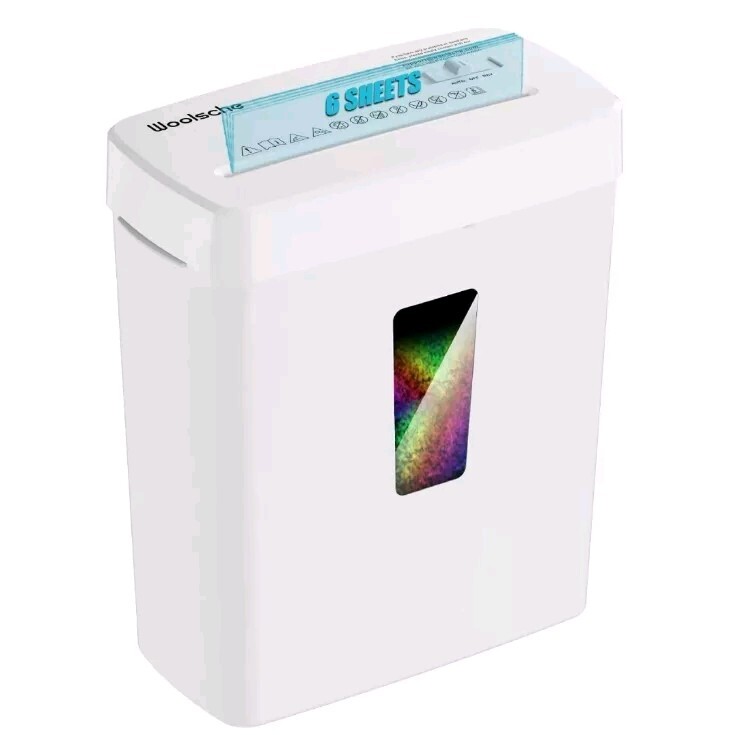 Woolsche Paper Shredder, P-5 Security Level, 6-Sheet Micro Cut with 3.43-Gallon-image
