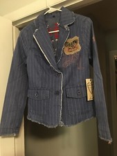 Nwt Love Stitch S Blue Pink Embroidered Sewn With Love Boho Hippie Jacket