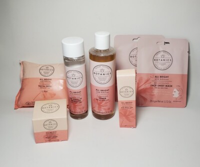 Botanics All Bright Facial Lot Eye Roll On, Moisturizer, Toner, Mask, Wipes NIB 