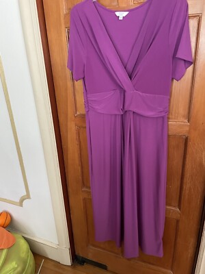 Joanna Hope Short Sleeve Midi Jersey Dress Plum Color US SZ 16 Great for Travel! | eBay Joanna Hope Short Sleeve Midi Jersey Dress Plum Color US SZ 16 Great for Travel! | eBay