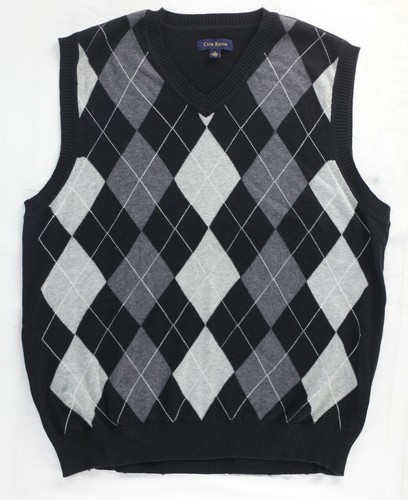 Club Room Cotton Argyle Sweater Vest L 