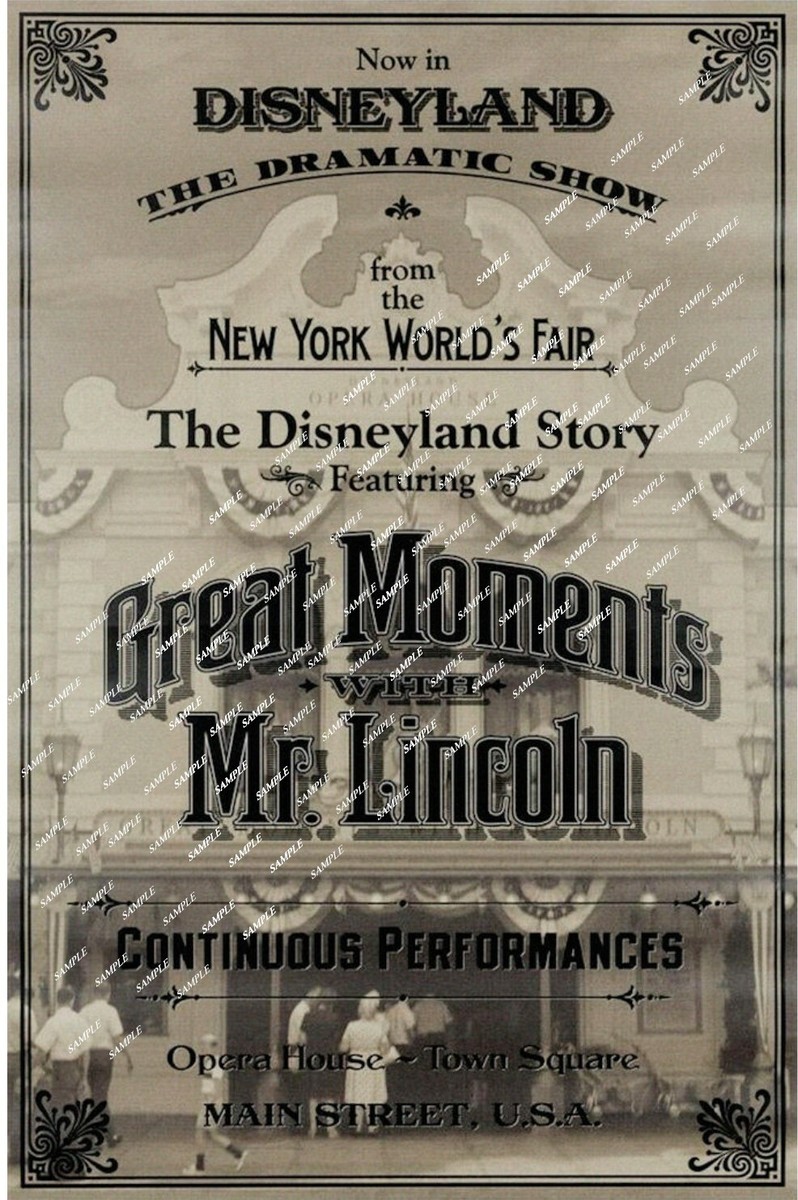 1965 Disneyland Great Moments with Mr. Lincoln Poster 11 x 17 York