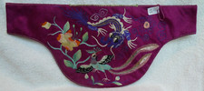 ANTIQUE CHINESE PURSE / SILK EMBROIDERY PEACOCK  DRAGON / 1890's FINE