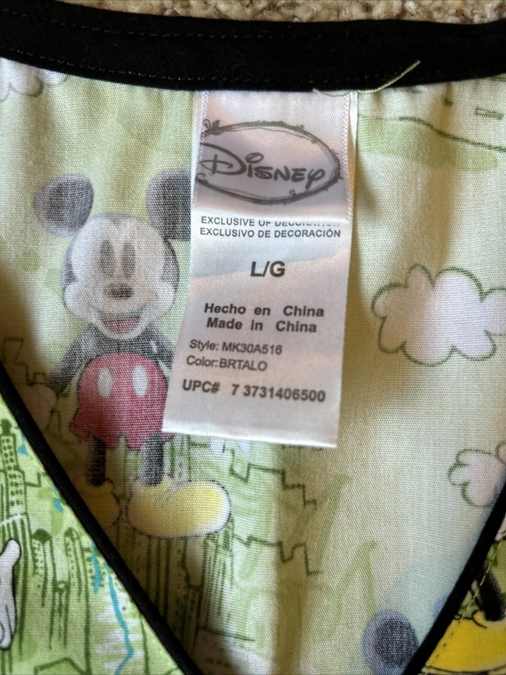 Blusa Médica Disney Mickey Mouse Para Mujer Grande Verde Enfermera Médica Tecnología Espalda Ajustada Foto 4 de 4